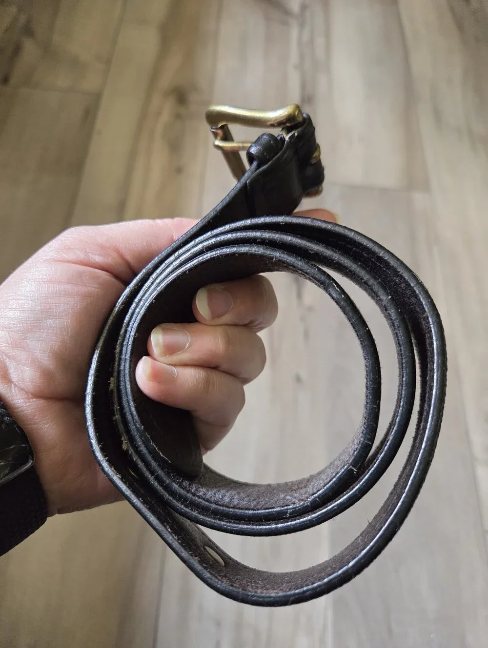 Polo Ralph Lauren Men's Leather Belt with Brass Buckle - Black
